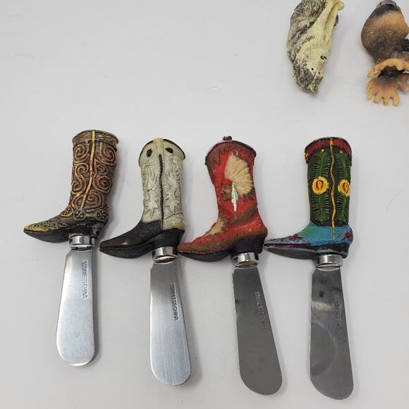 Mr Spreader set of 4 western resin cheese spreader knife set of 8 with Animal - Picture 6 of 9